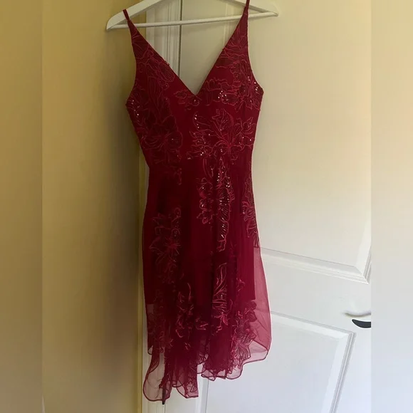 fitted lace wedding dress Red Rosette Mini Dress